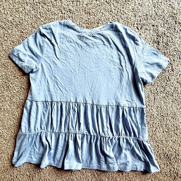 Zara Blue Ruffled Short Sleeve Blouse - Picture 2 of 2